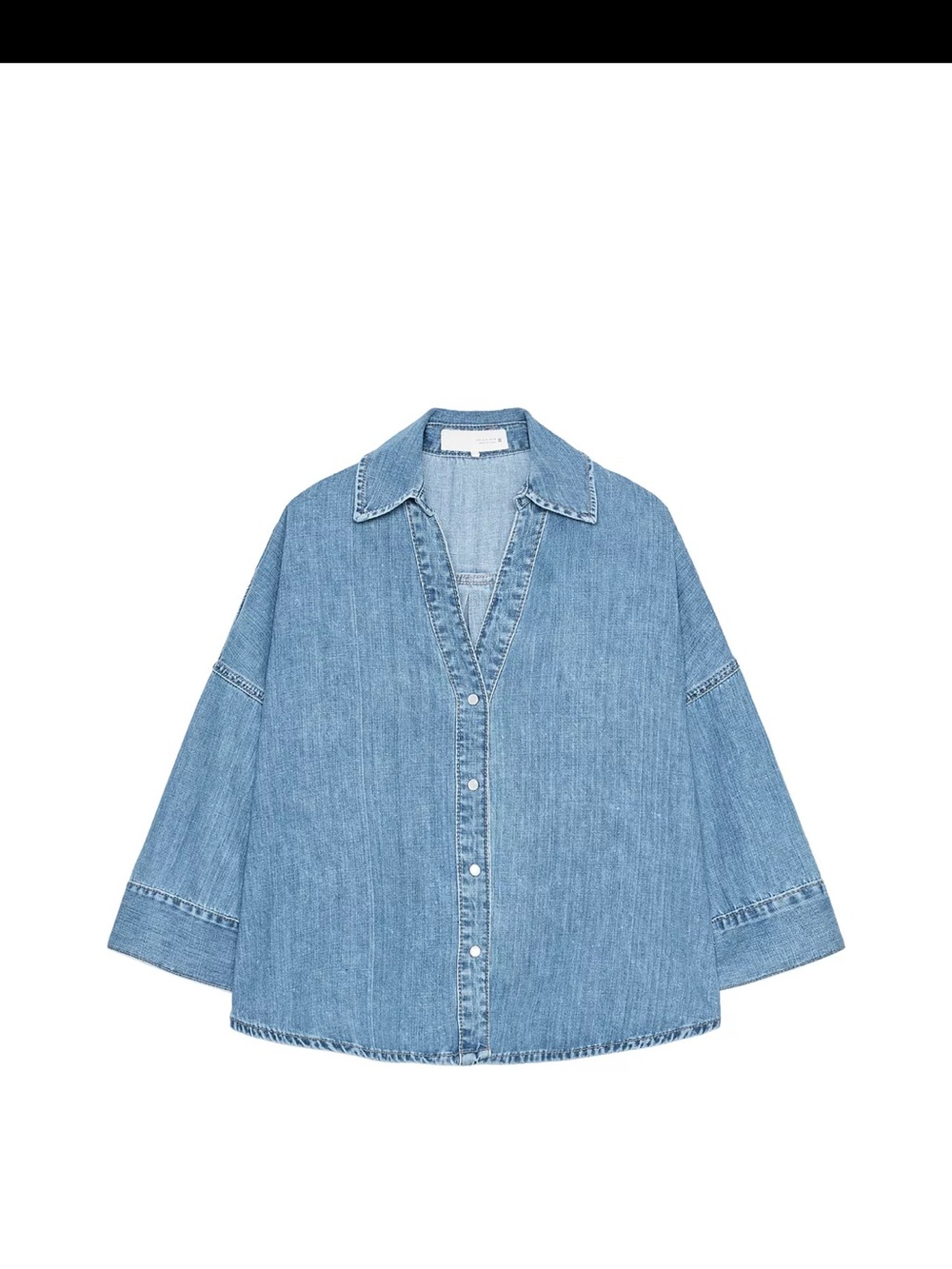 Denim Button-Front Shirt - Light Blue
